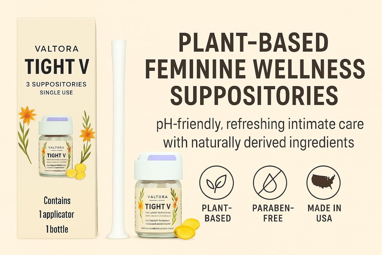 Tight V Plant-Based Feminine Wellness Suppositories, pH-Friendly Intimate Care, Refresh & Cleanse, 3-Day Support - Image 5