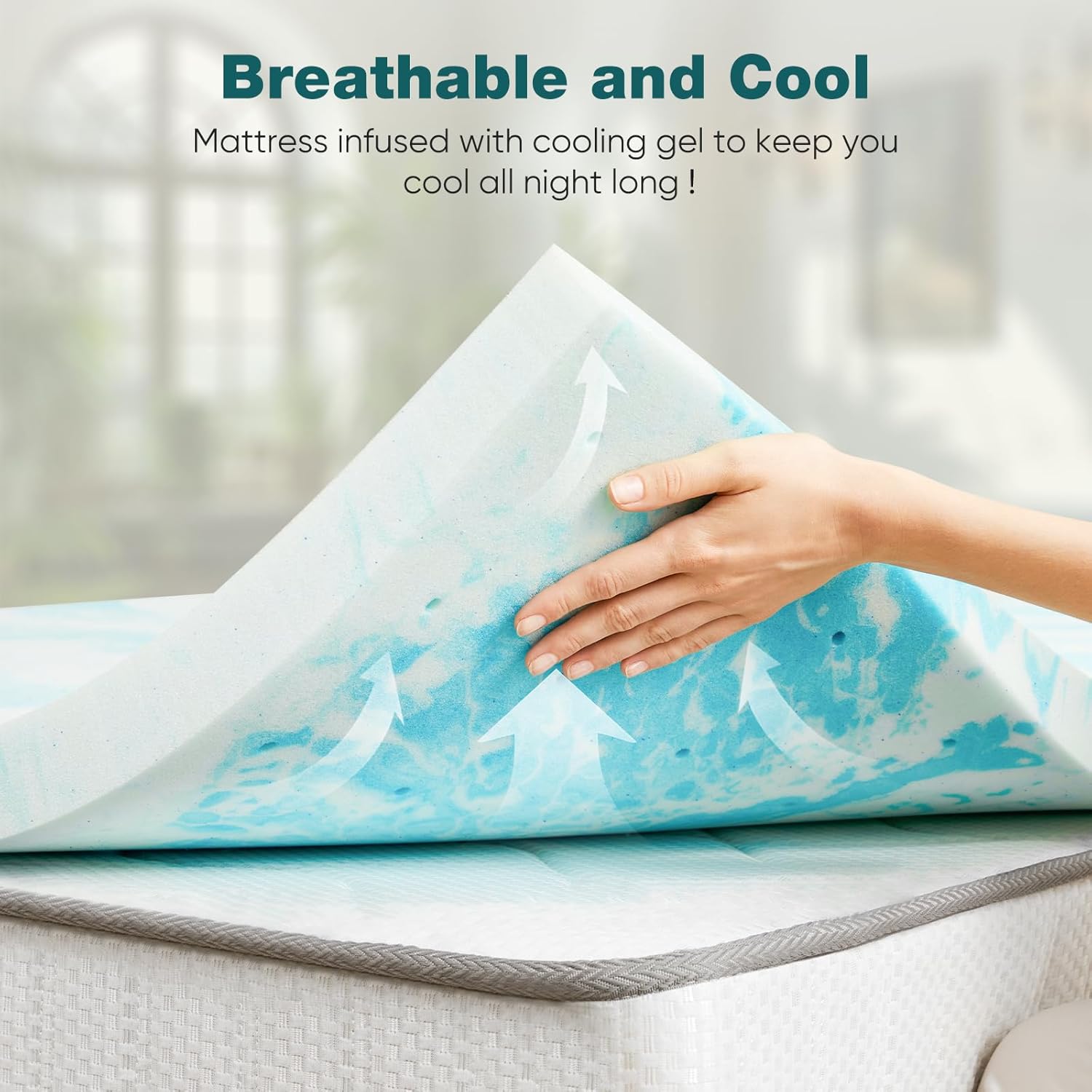 Sweetcrispy Mattress Topper King, 4 Inch Thick Memory Foam Gel Infused Cooling Toppers Pad for King Size Bed, Sleeper Sofa, RV, Camper, CertiPUR US Certified, Ventilated and Breathable - Image 6