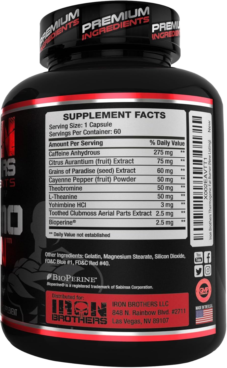Iron Brothers Thermo Burn Hardcore Fat Burner – High Stim Thermogenic with Yohimbine HCl, Grains of Paradise & Caffeine – Metabolism Booster & Appetite Control – 60 Capsules - Image 2