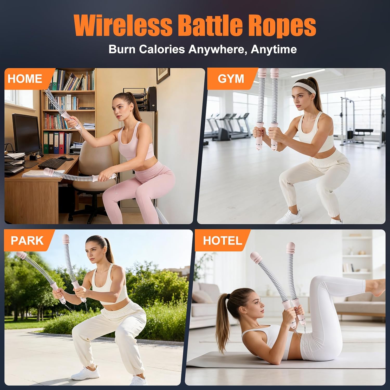 Cordless Battle Ropes with Adjustable Weighted Ropeless Battle Rope for Home Gym Exercise, Portable Workout Equipment for Strength Training & Cardio Fitness for Women & Men - Image 5