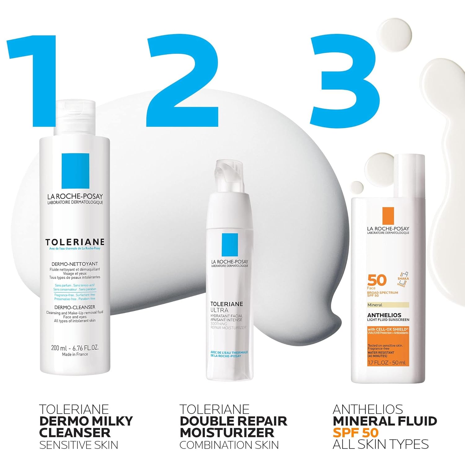 La Roche-Posay Toleriane Dermo Facial Cleanser for Face & Eyes, Gentle Face Wash and Makeup Remover, Milky Texture, Fragrance Free, Preservative Free - Image 7