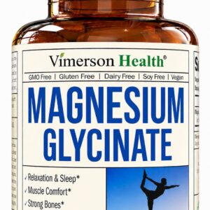Vimerson Health Magnesium Glycinate 200mg for Sleep, Relaxation & Muscle Support – Chelated, Bioavailable, Vegan and Gentle on Stomach – 60 Capsules