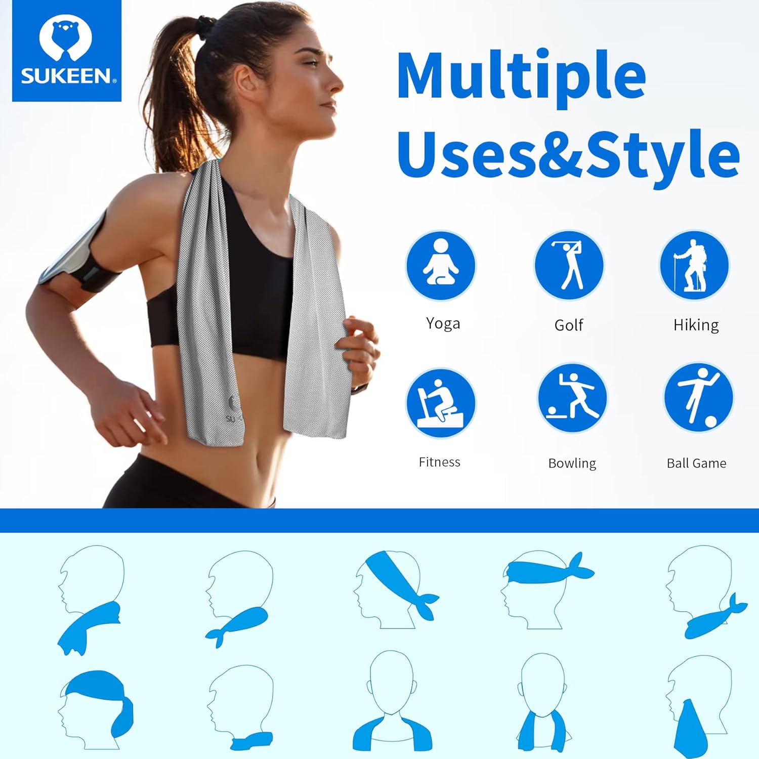Sukeen 4 Pack Cooling Towels for Hot Weather 40"x12", Gym Towels for Men and Women, Soft Breathable Workout Towels for Yoga, Running, Sport, & More - Image 4