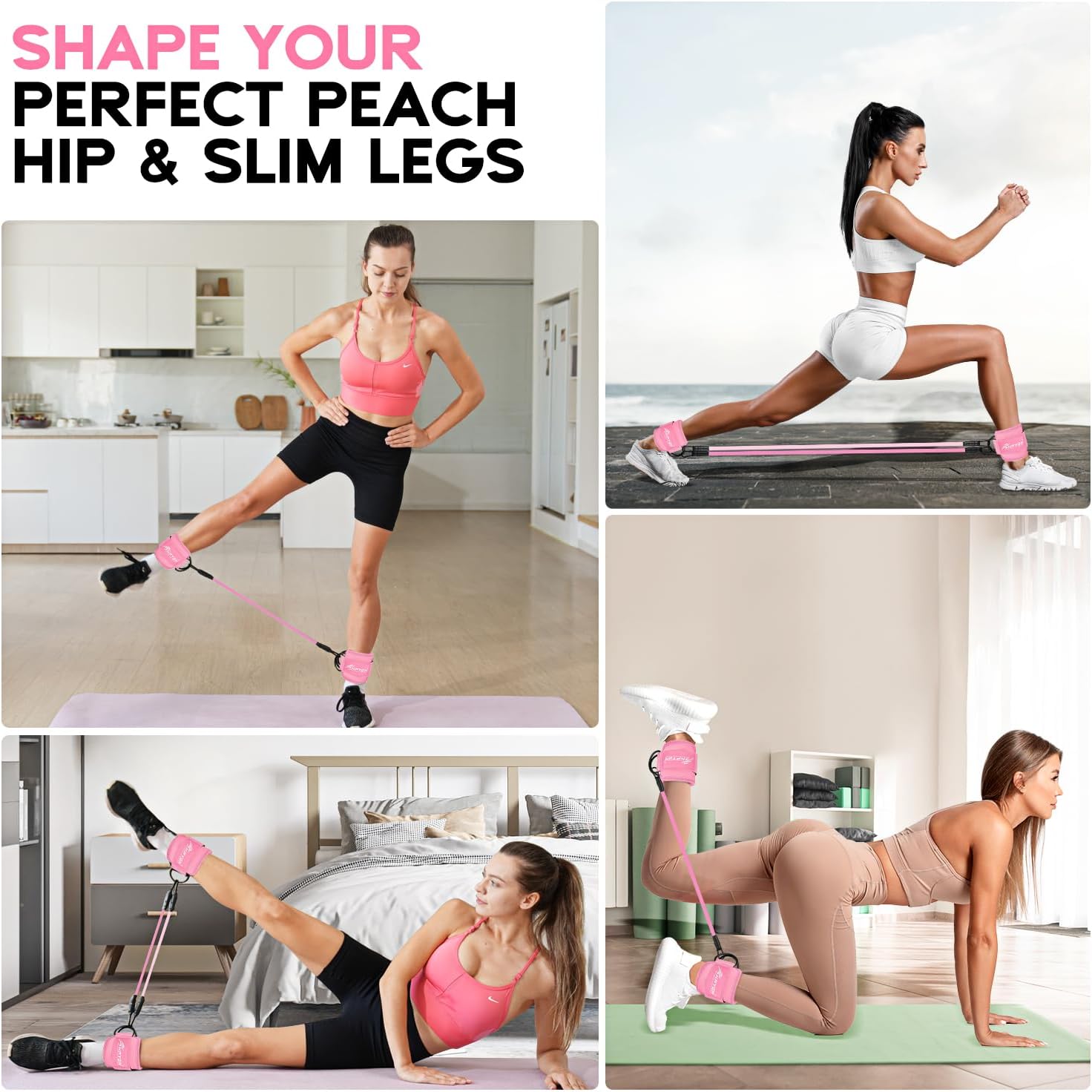 HPYGN Ankle Resistance Bands, Ankle Bands for Working Out with Cuffs, Resistance Bands for Leg Butt Training Workout Equipment for Kickbacks Hip Gluteus Training, Ankle Strap with Exercise Bands - Image 6