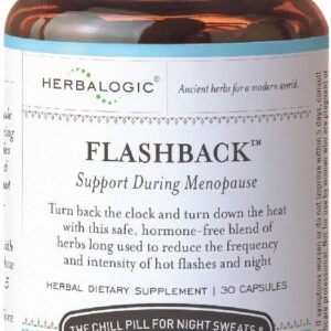 Herbalogic - Flashback Herb Capsules - Natural Relief for Menopausal Hot Flashes, Night Sweats, Sleeplessness, Irritability & Mood Swings - 30 Cap Count