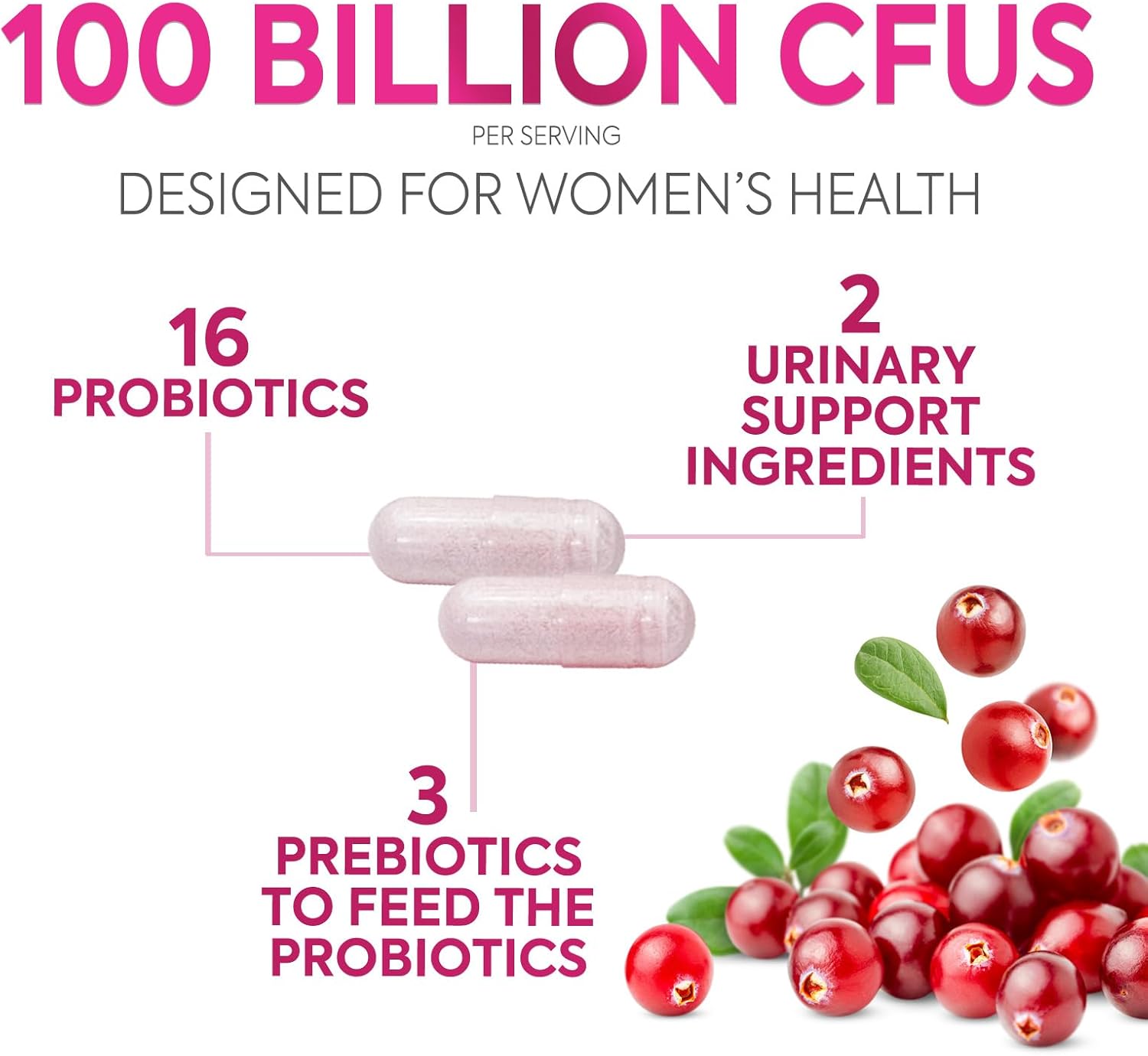 Probiotics For Women 100 Billion CFU Per Serving - Women's Probiotic For Digestive Health 16 Unique Strains - Daily Vaginal PH Balance & Feminine Health Support, Womens Probiotic - 120 Capsules - Image 3