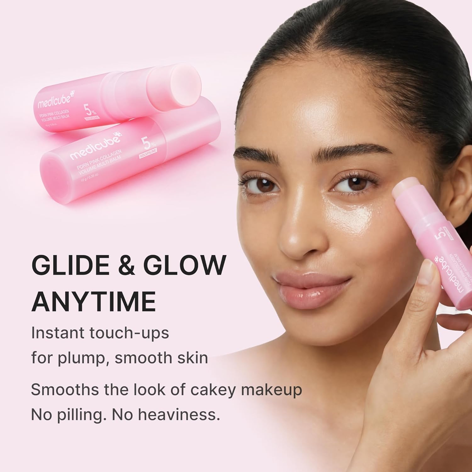 medicube PDRN Pink Collagen Volume Multi Balm Stick | Volufiline, PDRN, NAD, Collagen | Face & Body Balm for Under-Eyes, Neck, Forehead, Smile Lines, Lips | Plumping, Radiance, Line Care | K-Beauty - Image 6