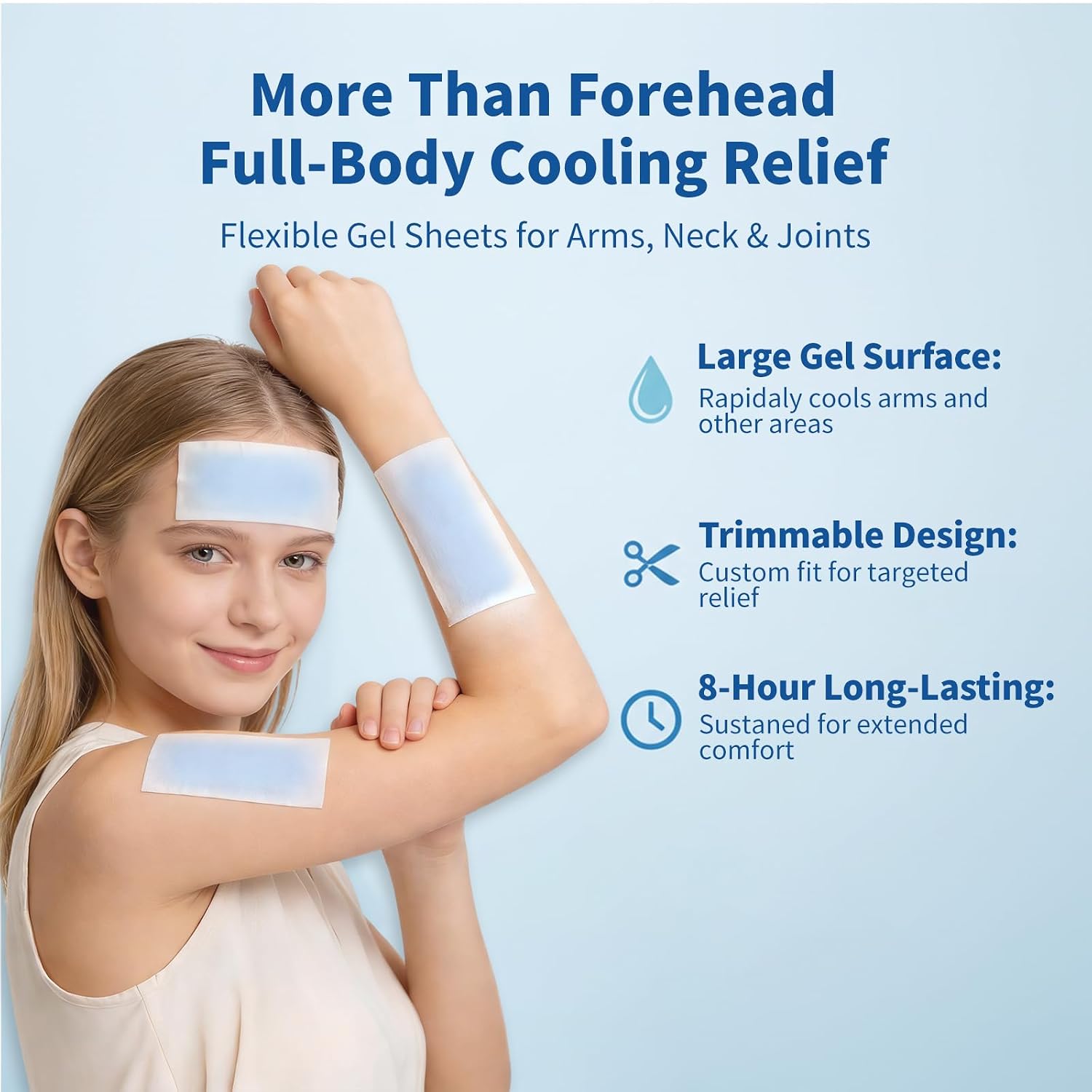 Cooling Gel Sheets for Forehead and Neck, Mint Scent - Single Pre-Moistened Patch 5 x 2 Inch, No Refrigeration Needed, Individually Wrapped, Non-Greasy, Portable for Adults and Kids - Image 5