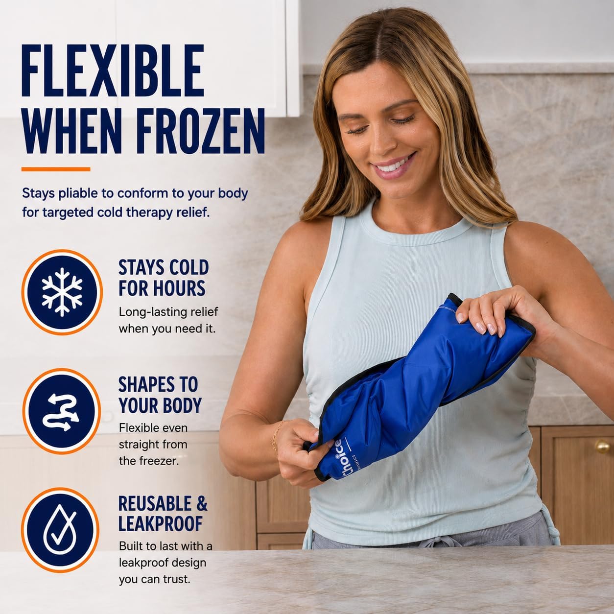 Gel Soft Flexible Ice Pack for Injuries Reusable - (Large: 11"x14.5") for Hip, Shoulder, Knee, Back - Comfy Cold Pack Compress for Swelling, Bruises, Surgery - Image 5