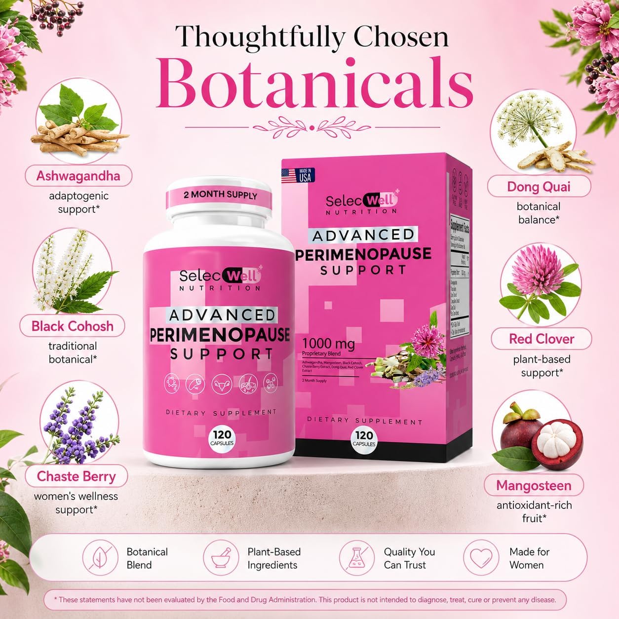 Perimenopause & Menopause Support Supplement for Women – Multi‑Symptom Relief with Black Cohosh & Red Clover Isoflavones | Ashwagandha Adaptogen & Herbal Blend | Hormone Balance Support | 120 Capsules - Image 3