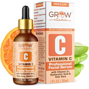True Skin Vitamin C Serum for Face with Hyaluronic Acid, Vitamin E, Aloe Vera and Jojoba Oil, Hydrating & Brightening Serum for Anti Aging, Dark Spots, Fine Lines & Wrinkles, 1 fl oz