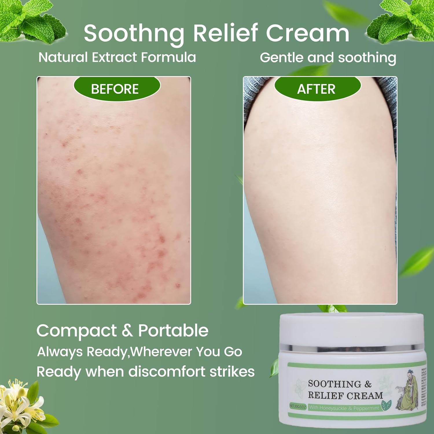 Gentle Herbal Moisturizer for Sensitive Skin, Soothing Relief Cream – Hydrating Daily Care to Soothe Redness & Discomfort, Lightweight and Refreshing for All Skin Types(2pcs) - Image 6