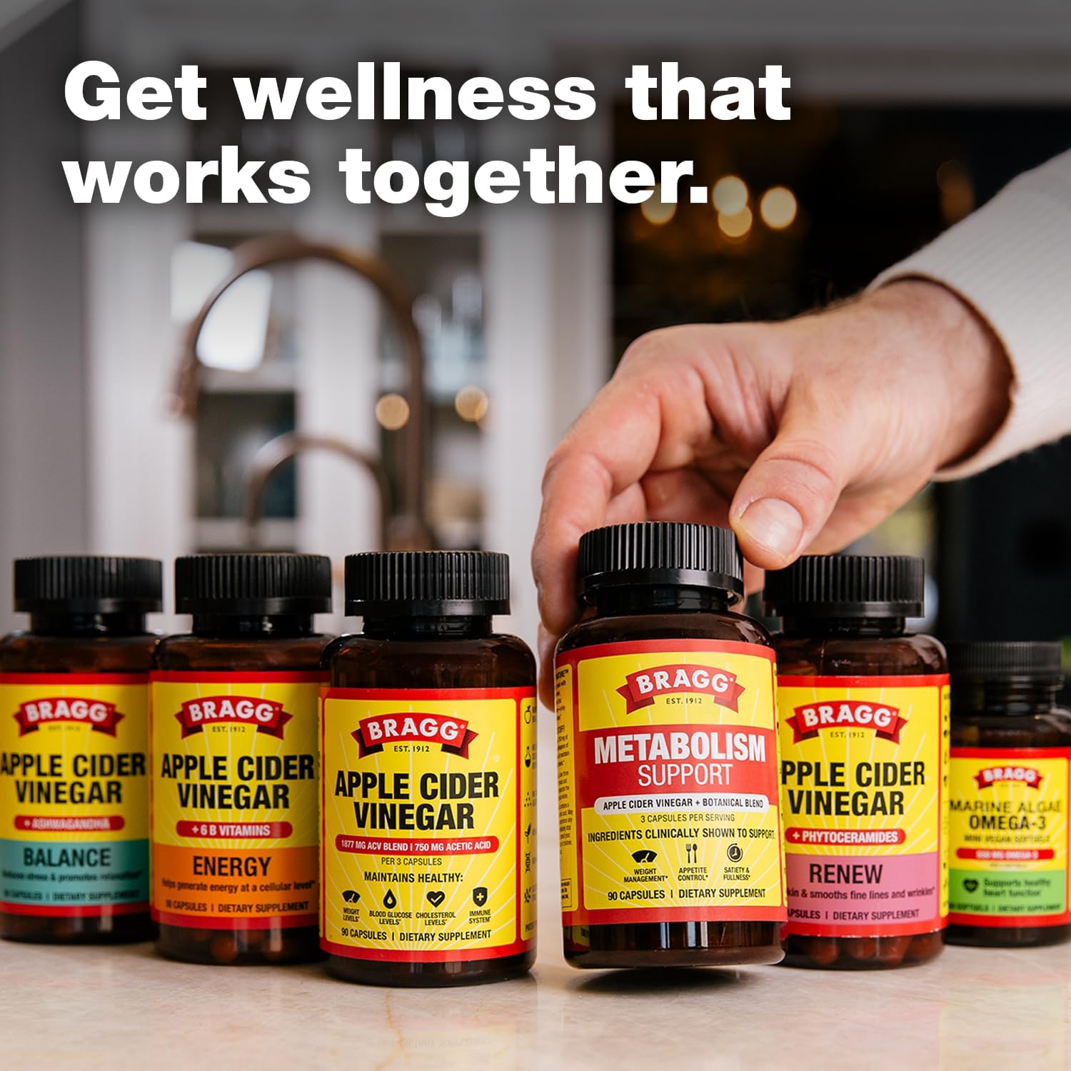 Bragg Energy Apple Cider Vinegar Capsules with B-12 Vitamins - 90 Capsules - Weight Management - Non-GMO, Vegan, Gluten Free, No Sugar - Helps Generate Energy at Cellular Level for Men and Women - Image 9