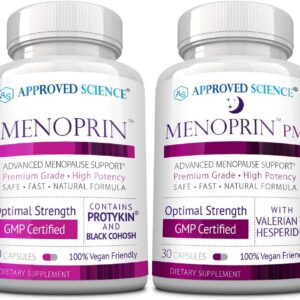 Approved Science Menoprin - Menopause Support - Protykin, Black Cohosh - 1 Bottle Menoprin Day + 1 Bottle Menoprin PM - Vegan