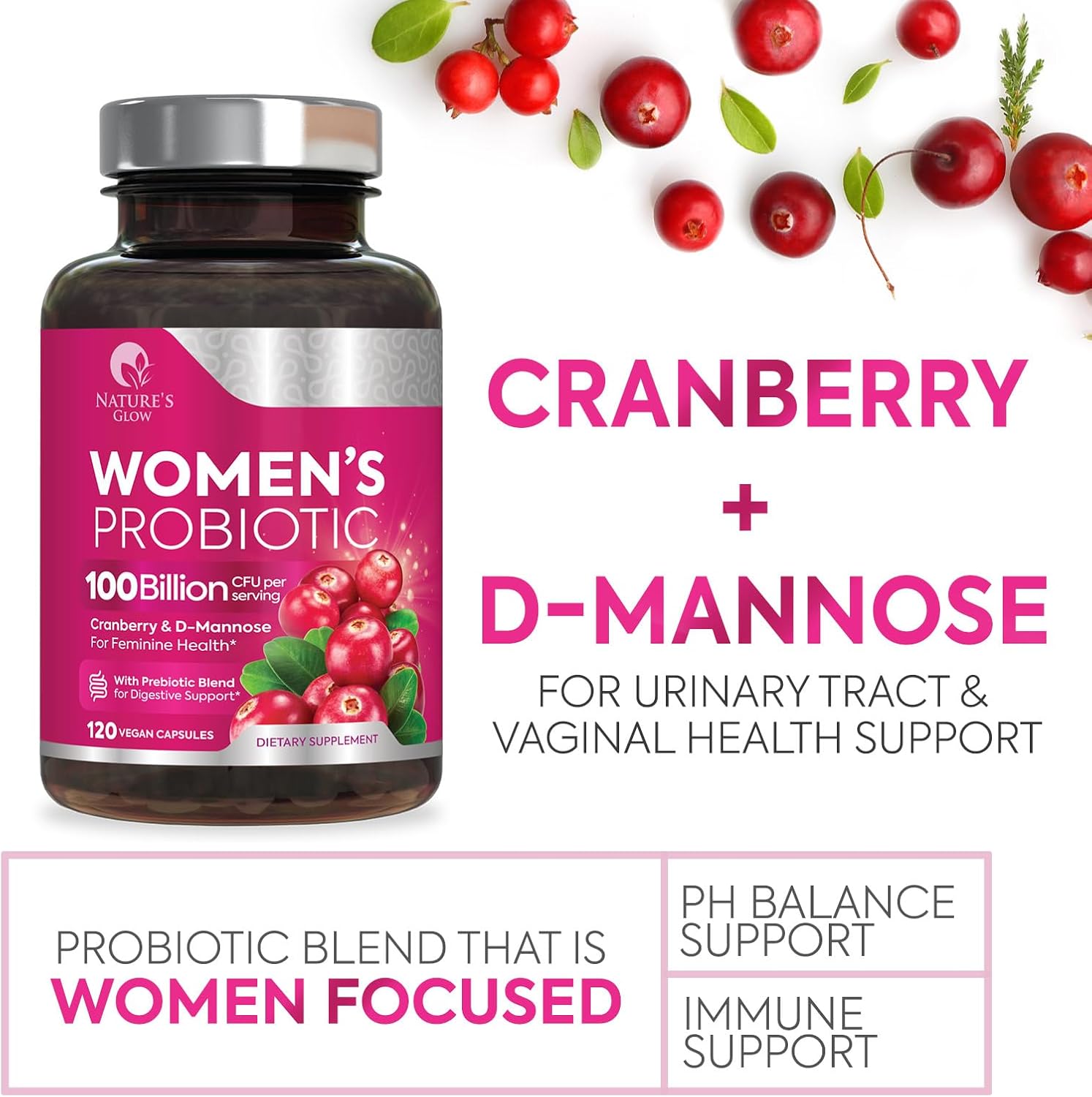 Probiotics For Women 100 Billion CFU Per Serving - Women's Probiotic For Digestive Health 16 Unique Strains - Daily Vaginal PH Balance & Feminine Health Support, Womens Probiotic - 120 Capsules - Image 6