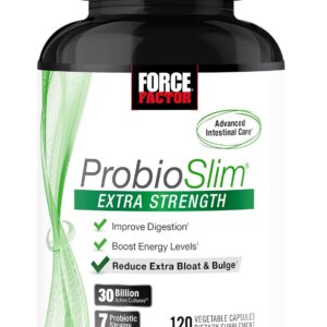Force Factor ProbioSlim Extra Strength Probiotics for Women and Men with 30 Billion CFUs of Probiotics for Digestive Health, Bloating Relief, and Gut Health, with Prebiotic Fiber, 120 Capsules