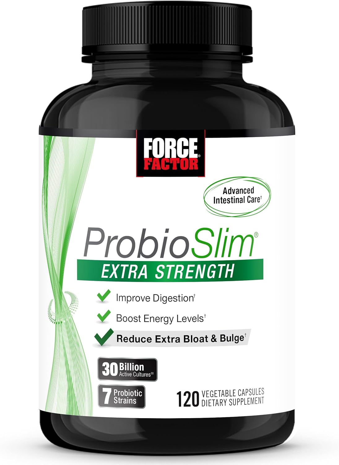 Force Factor ProbioSlim Extra Strength Probiotics for Women and Men with 30 Billion CFUs of Probiotics for Digestive Health, Bloating Relief, and Gut Health, with Prebiotic Fiber, 120 Capsules