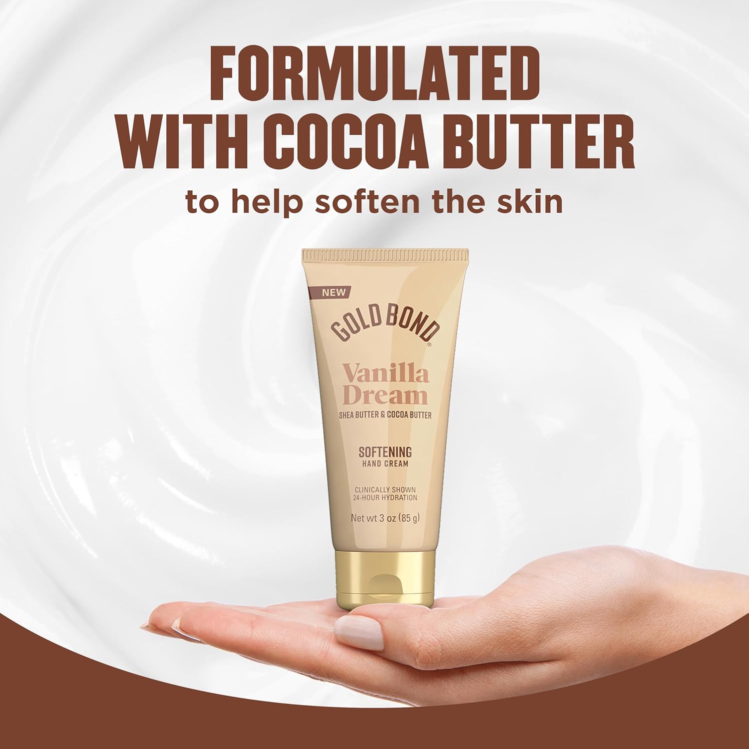 Gold Bond Vanilla Dream Softening Hand Cream Set, Luxurious Everyday Hand Cream with Shea Butter to Help Boost Skin Moisture and Cocoa Butter to Help Soften Skin, Warm Vanilla Dream Scent, 3 oz, 4 pk - Image 5