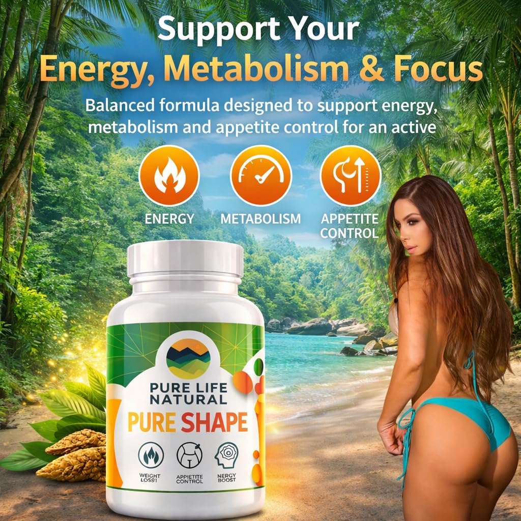 Pure Shape – Energy & Metabolism Support Supplement with Caffeine, L-Theanine & Green Tea Extract – Appetite Support Formula for Men & Women – 120 Capsules - By Haidy Cruz - Image 3