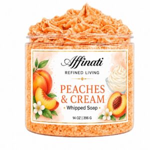 Affinati Peaches & Cream Whipped Soap & Shave Cream – Very Fragrant, 14 oz