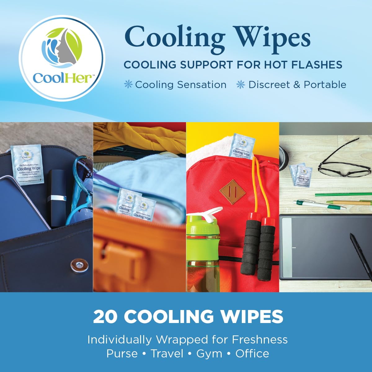 Cooling Wipes for Hot Flashes – Gentle Cooling, Not Overpowering – Menopause Support Wipes for Women – Individually Wrapped, On-the-Go – 20 Count - Image 8