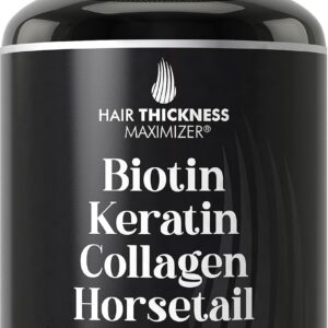 Biotin (5000mcg), Keratin, Collagen, Horsetail, Saw Palmetto – 5-in-1 Hair Growth Supplement & Vitamins for Women & Men, DHT Blocker Capsules for Thinning - Hair Growth Vitamins