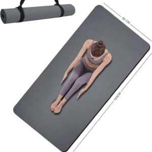 Yoga Mat Double-Sided Non Slip, 72'' x 32'' x 7mm - Extra Wide & Thick Yoga Mat for Women Men Kids, Professional TPE Yoga Mats for Home Workout, Yoga, Pilates and Floor Exercise, with Carrier Strap