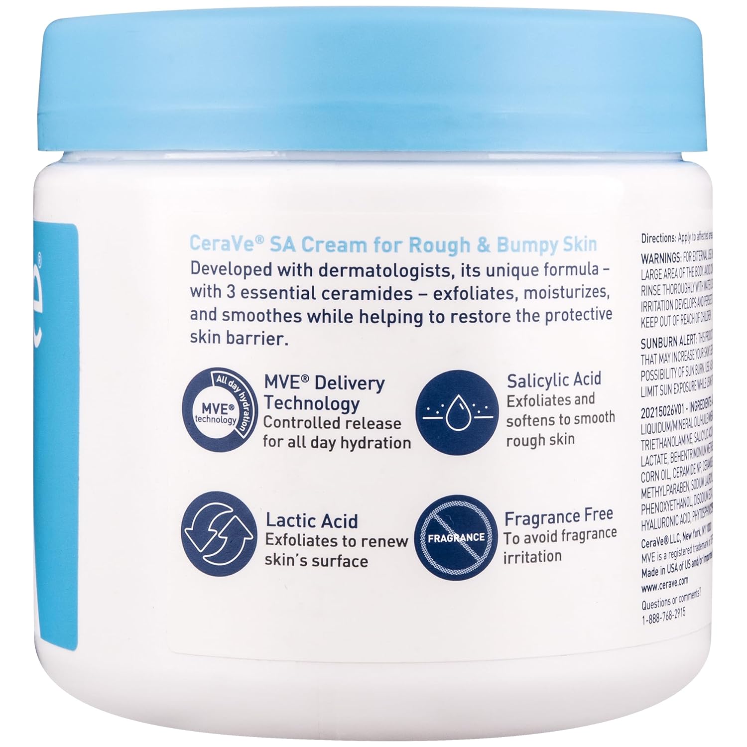 CeraVe Moisturizing Cream with Salicylic Acid, Exfoliating Body Cream with Lactic & Hyaluronic Acid, Niacinamide, and Ceramides, Fragrance Free & Allergy Tested, 16 Ounce - Image 6