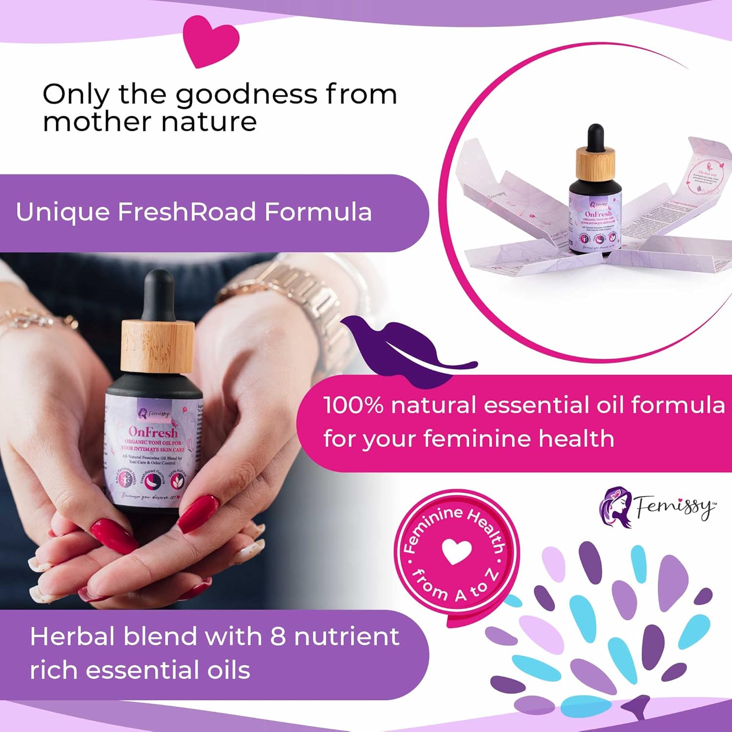 Vulva Balm (2 pcs Bundle: 2 + 0.5 oz); Vulva Cream; Intimate Vulva Moisturizer for Women + Natural Yoni Vulva Oil for Women PH Balance & Dryness (1 fl oz) Sensitive Skin Herbal Moisturizer - Image 5