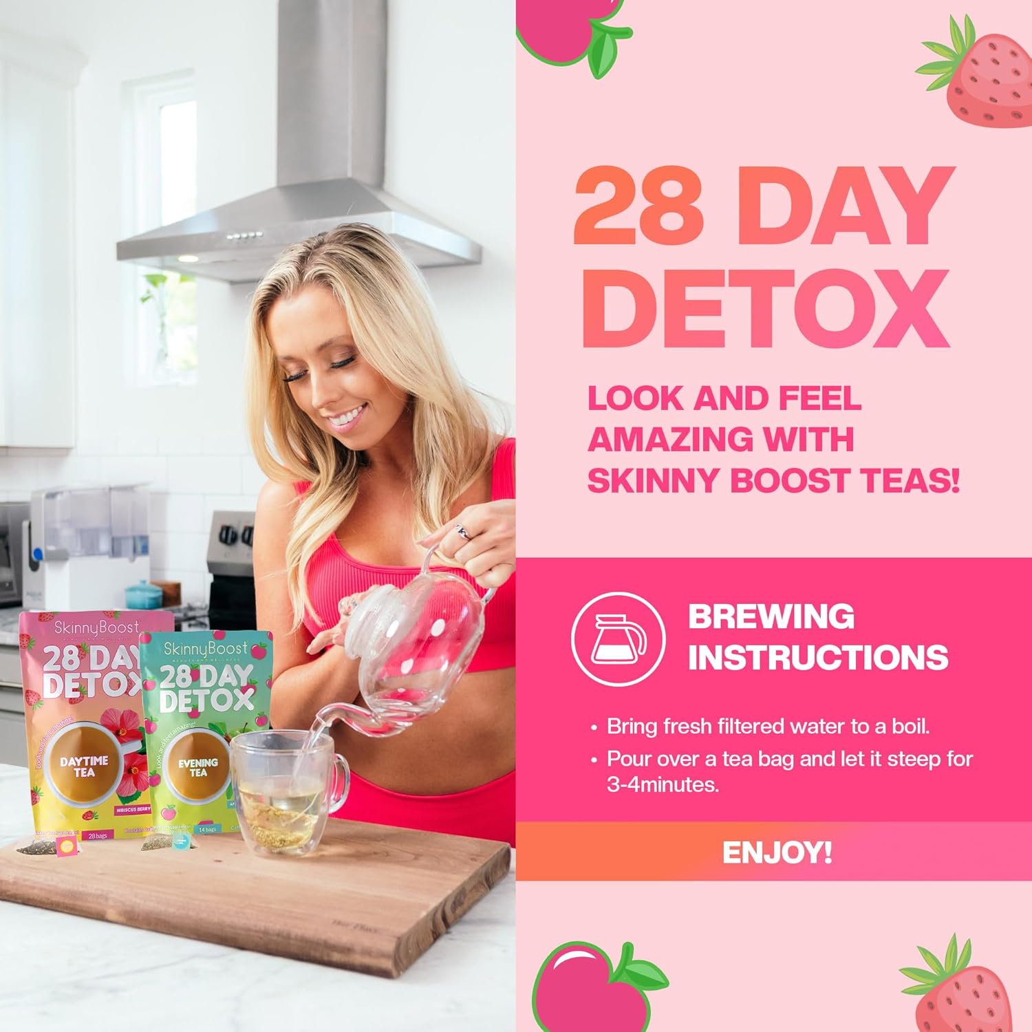 Skinny Boost Evening Detox Tea-APPLE CINNAMON -14 Tea Bags Total, Supports Detox and Cleanse, Reduce Bloating, Cleanse Colon, Reduce Toxins, Vegan, Non GMO - Image 5