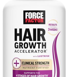 Force Factor Hair Growth Accelerator Multivitamin for Women & Men, with Lustriva, Biotin, Horsetail & Vitamins A, B12, C, D & E for Thicker Hair, Healthier Skin & Nails, 90 Capsules