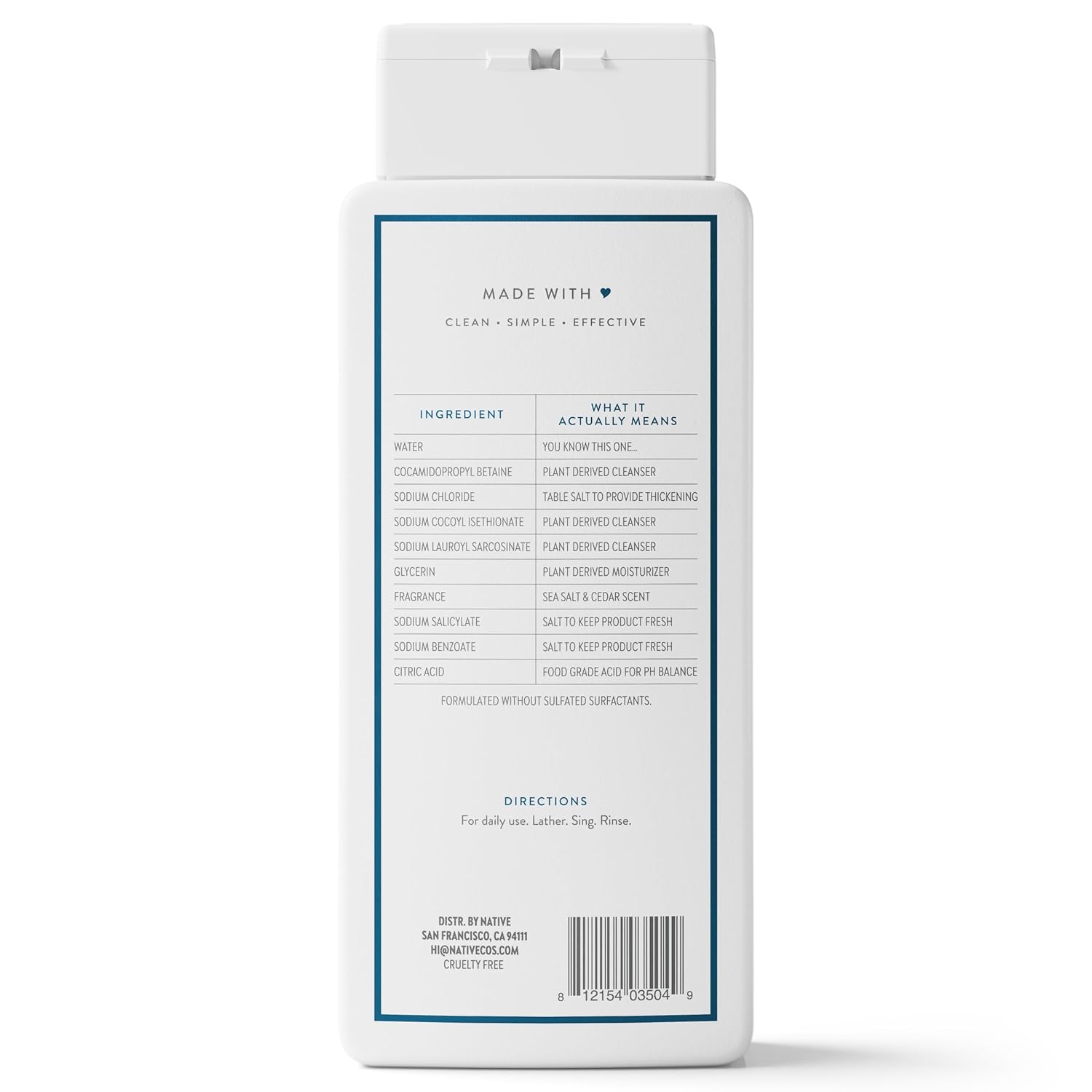 Native Sea Salt & Cedar Scent 24-Hr Refreshing Clean Body Wash for Men & Women, for All Skin Types Incl. Sensitive, Leaves Skin Feeling Clean & Soft, Free of Phthalates, Sulfates & Parabens, 18 oz - Image 9