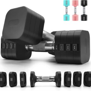 20LBS Adjustable Dumbbell Set, 4 in 1 Free Weights Dumbbells Set for,4lb 6lb 8lb 10lb, with Metal Non Slip Handle，Quick Change，Home Gym Strength Training Equipment for Men and Women