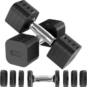 Hezeyferg 22LB 26.4LB 30.8LB Adjustable Dumbbells Set, Adjustable Weight Dumbbells with Multiple Levels, Hand Weights Sets for Women/Men Home Gym Full Body Workout