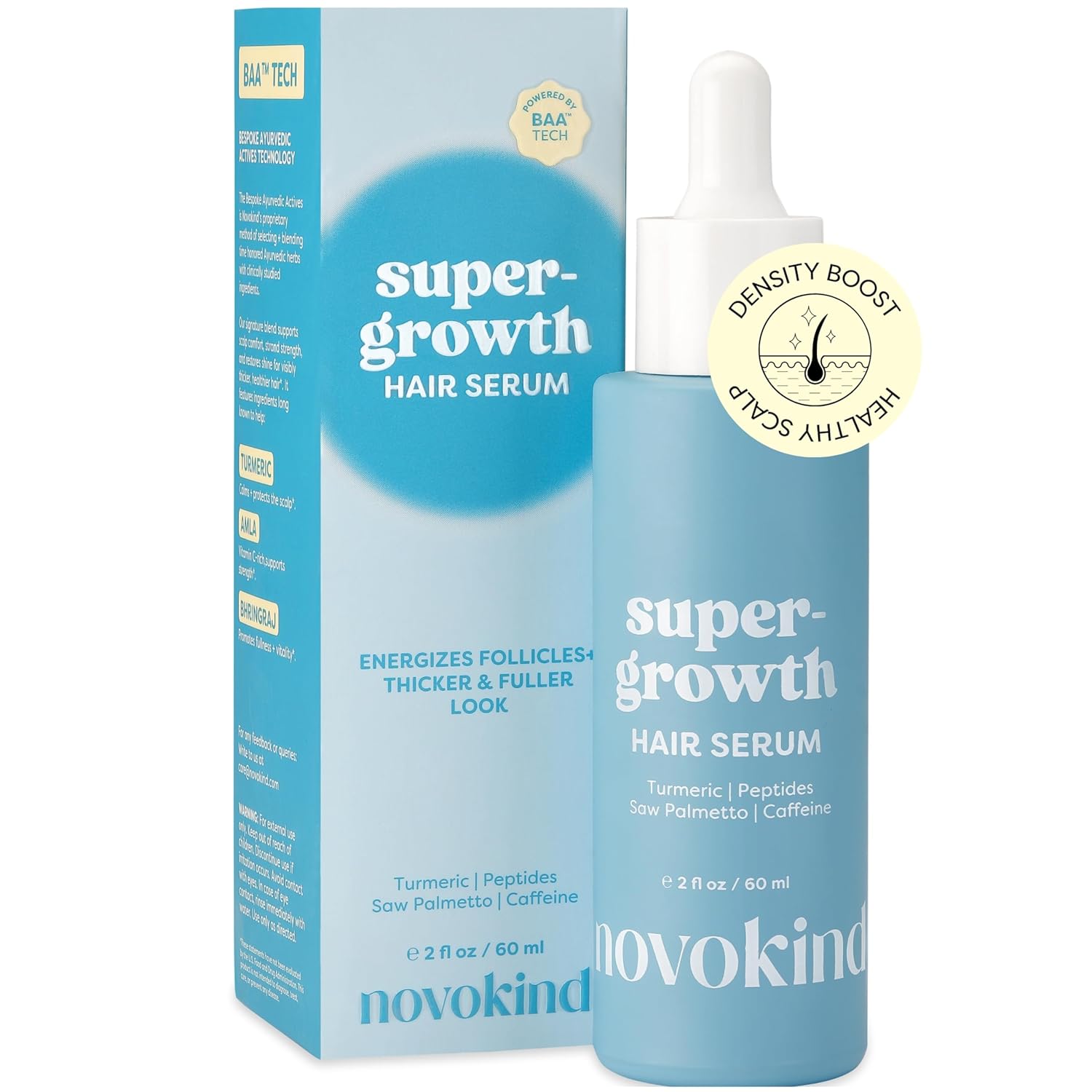 Hair Growth Serum - Water Based Scalp Serum for Thinning Hair | Caffeine, Peptides, Rosemary & Turmeric | Promotes Thicker, Fuller Looking Hair & Healthy Scalp for Women & Men 2 fl oz