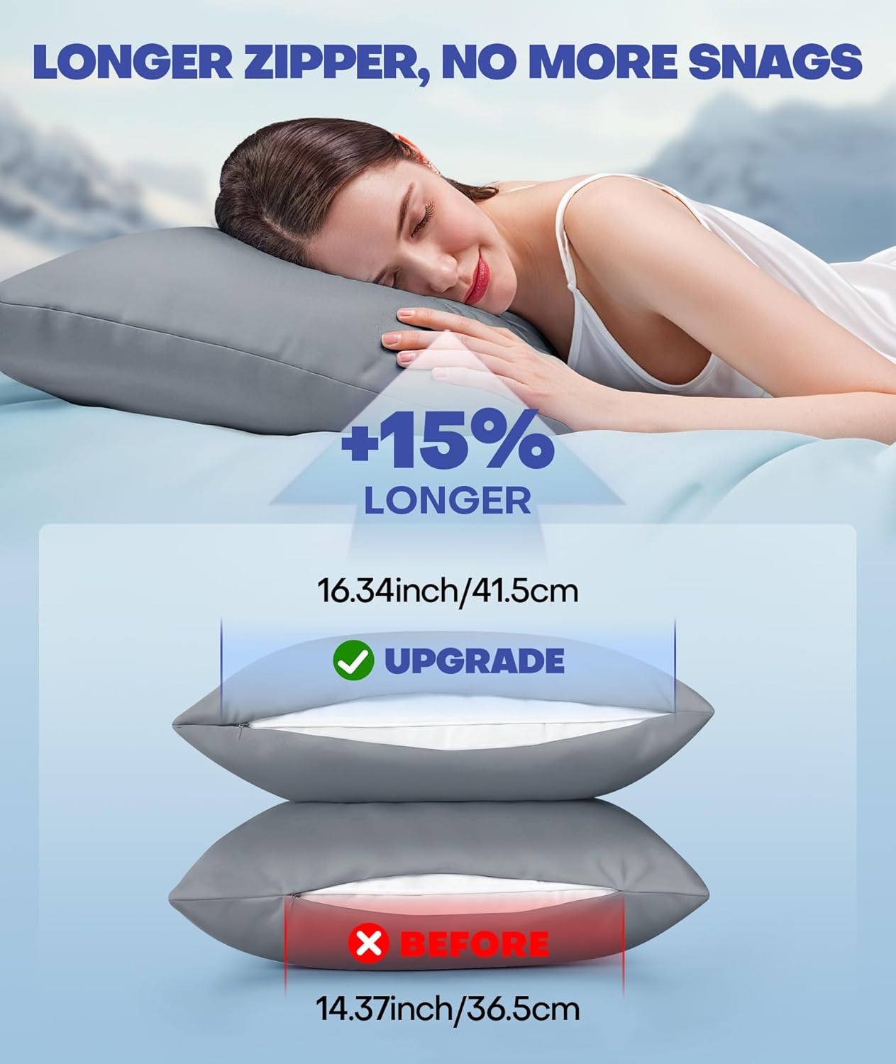 Ice Cooling Pillowcase for Hot Sleepers, Instantly Cool, Stay Cold All Night, Softer Than Silk Pillow Cases, Pillow Covers with Invisible Zipper, Gift for Men & Women - Standard, Light Gray (1 Pack) - Image 5