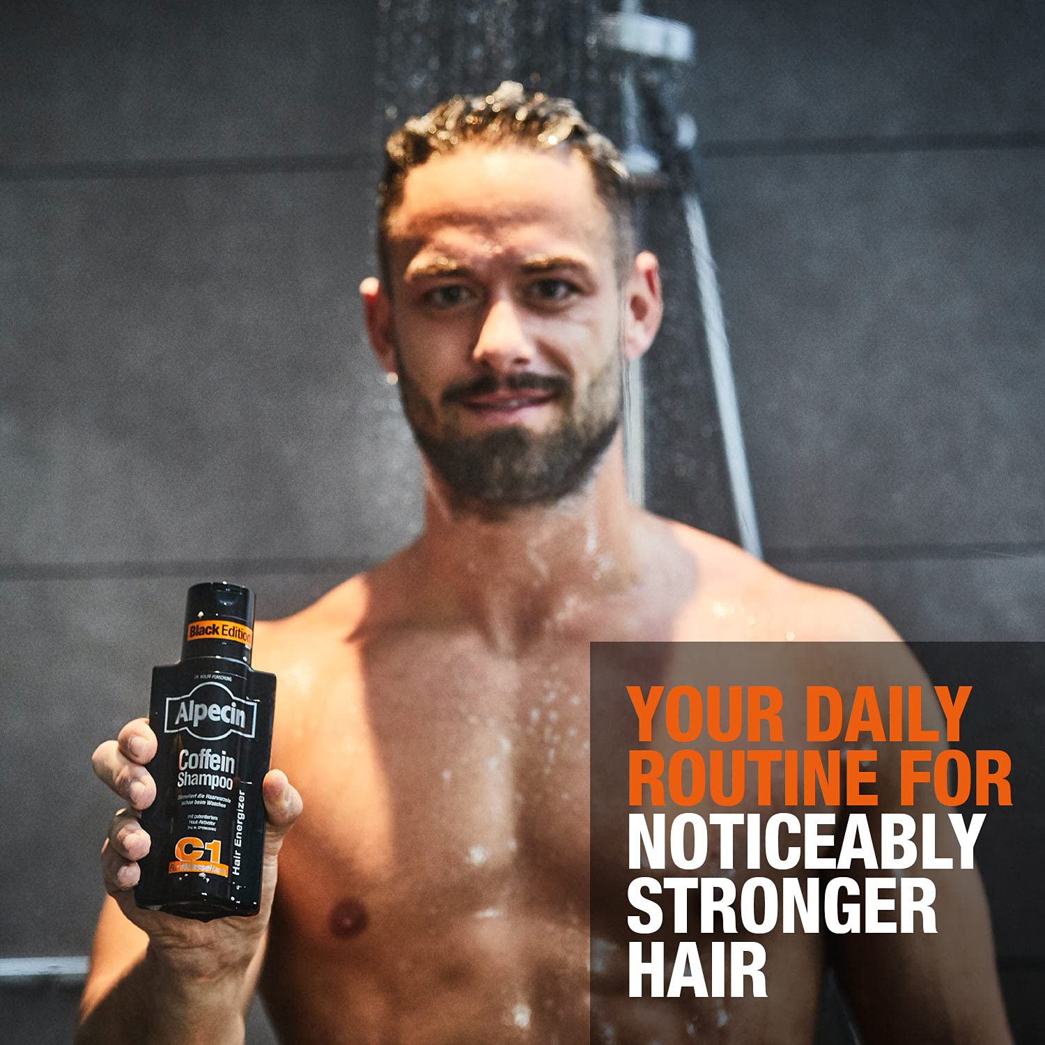 Alpecin Caffeine Shampoo C1 Black Edition with Bold Fragrance 8.45 oz I Hair Performance Enhancer Promotes Natural Hair Growth and Thickness I Energizes Scalp - Image 4
