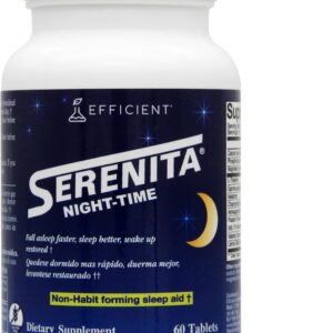 Serenita Night-Time Sleep Aid, Melatonin & Herbal Blend, Non-Habit Forming for Restful Sleep & Relaxation, 60 Tablets, Pack of 1