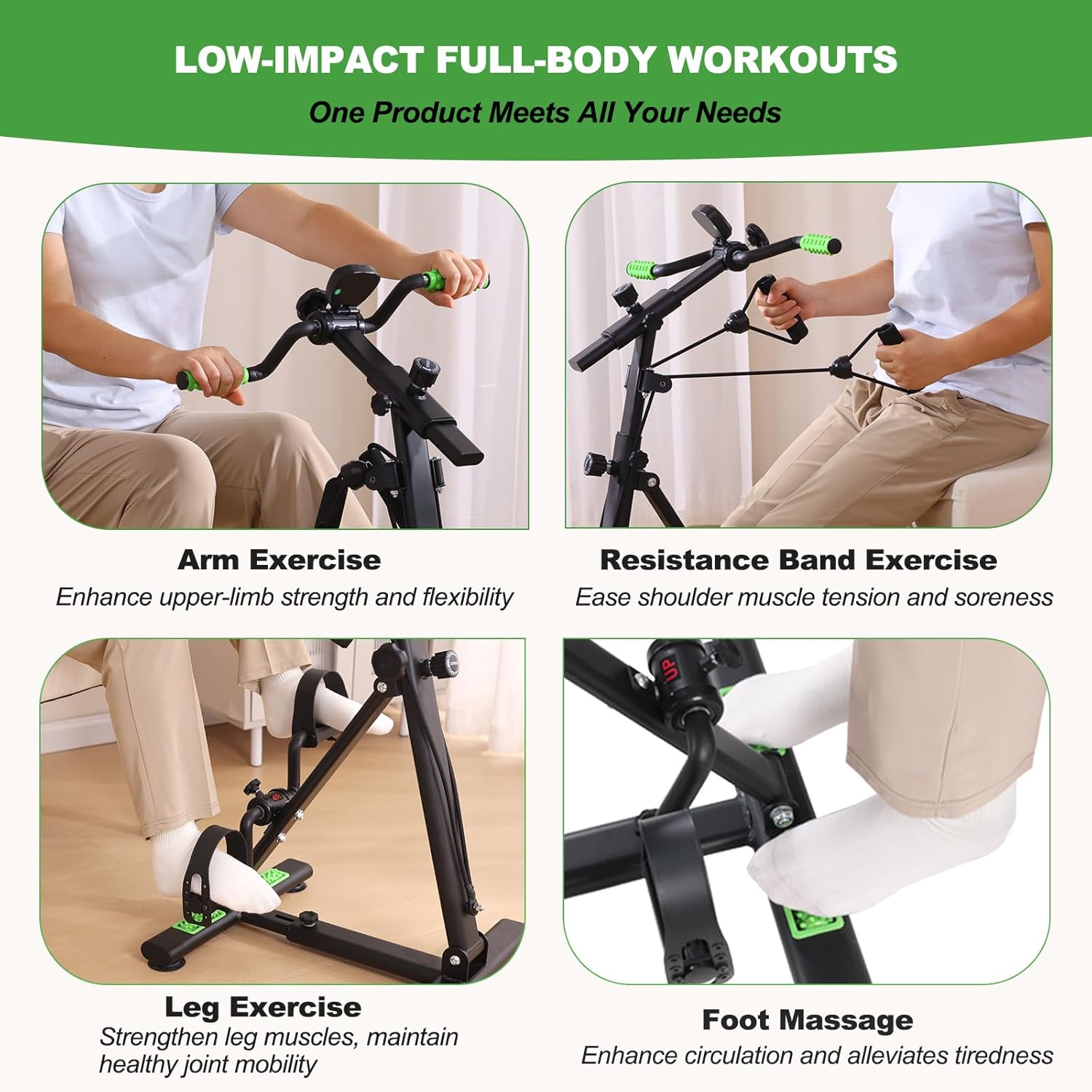 Pedal Exerciser Bike for Seniors, Arm Leg Hand and Knee Elderly Exercise Equipment, Sitting Home Exercise Machine for Total Body, Upper and Lower Limb Physical Therapy Trainer - Image 3