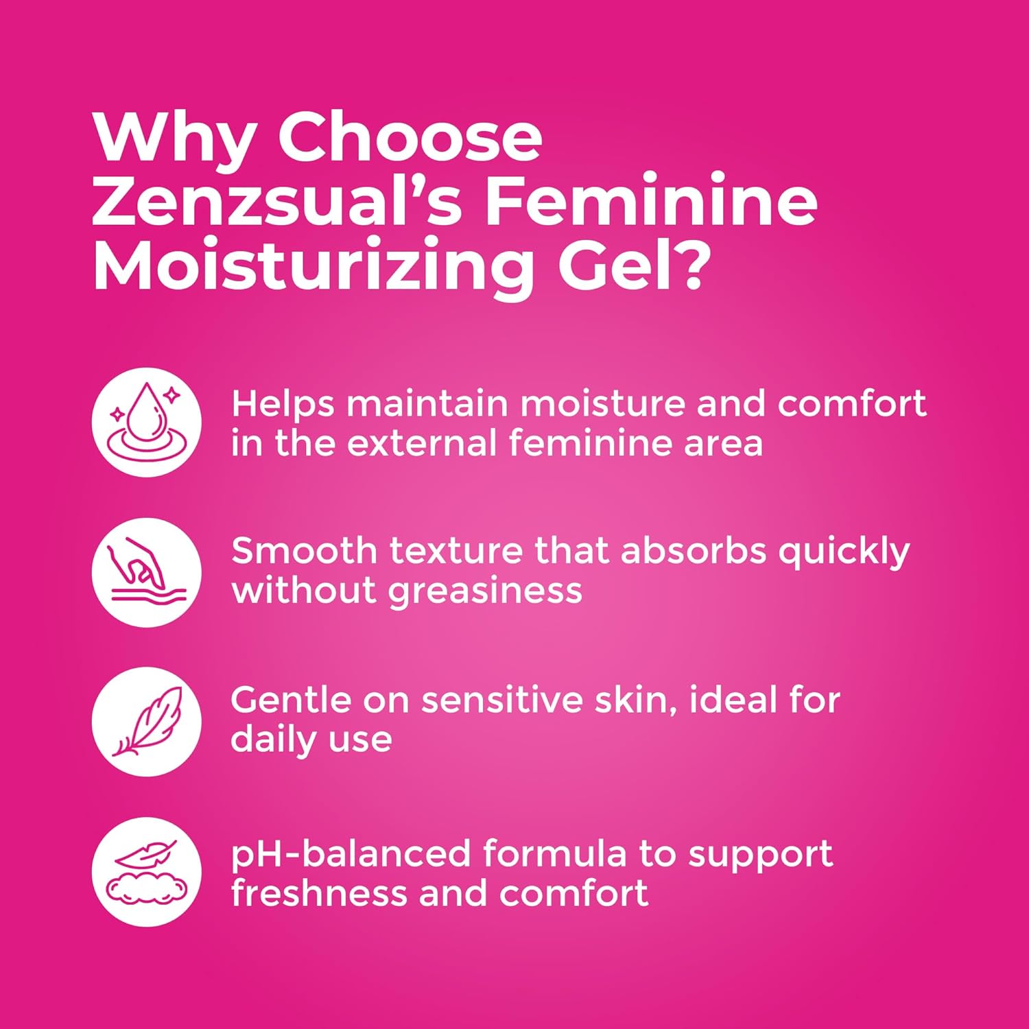 ZENZSUAL Feminine Moisturizing Gel, 1oz Travel Size – 100% Vegan, Paraben Free, Gentle Daily Care – pH Balanced Formula with Hyaluronic Acid – Intimate Dryness Relief and Hydrating Support for Women - Image 6