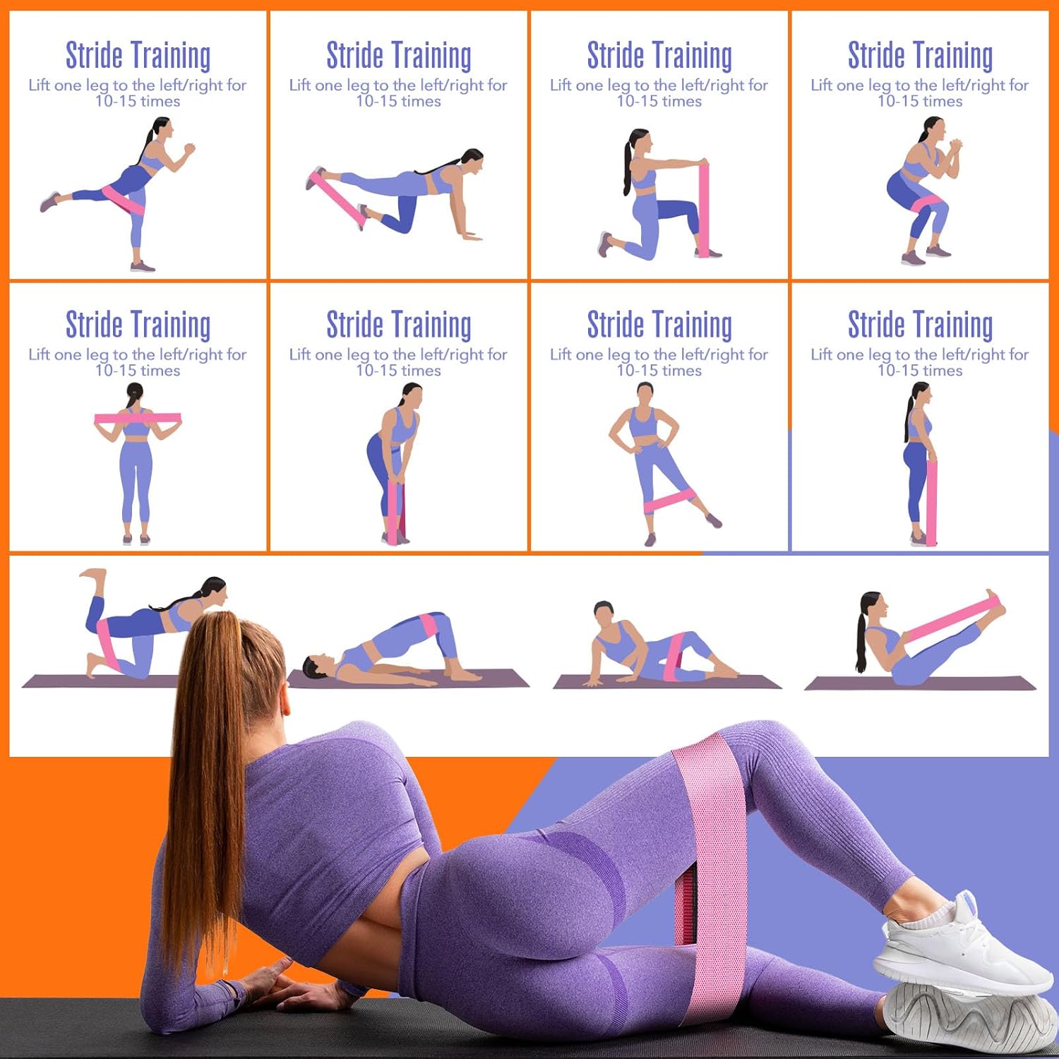 Booty & Resistance Bands – 3 Level Non-Slip Fabric Exercise Bands for Legs & Glutes, Women & Men, Squats, Hip Thigh Training, Yoga, Pilates, Home Workout - Image 6