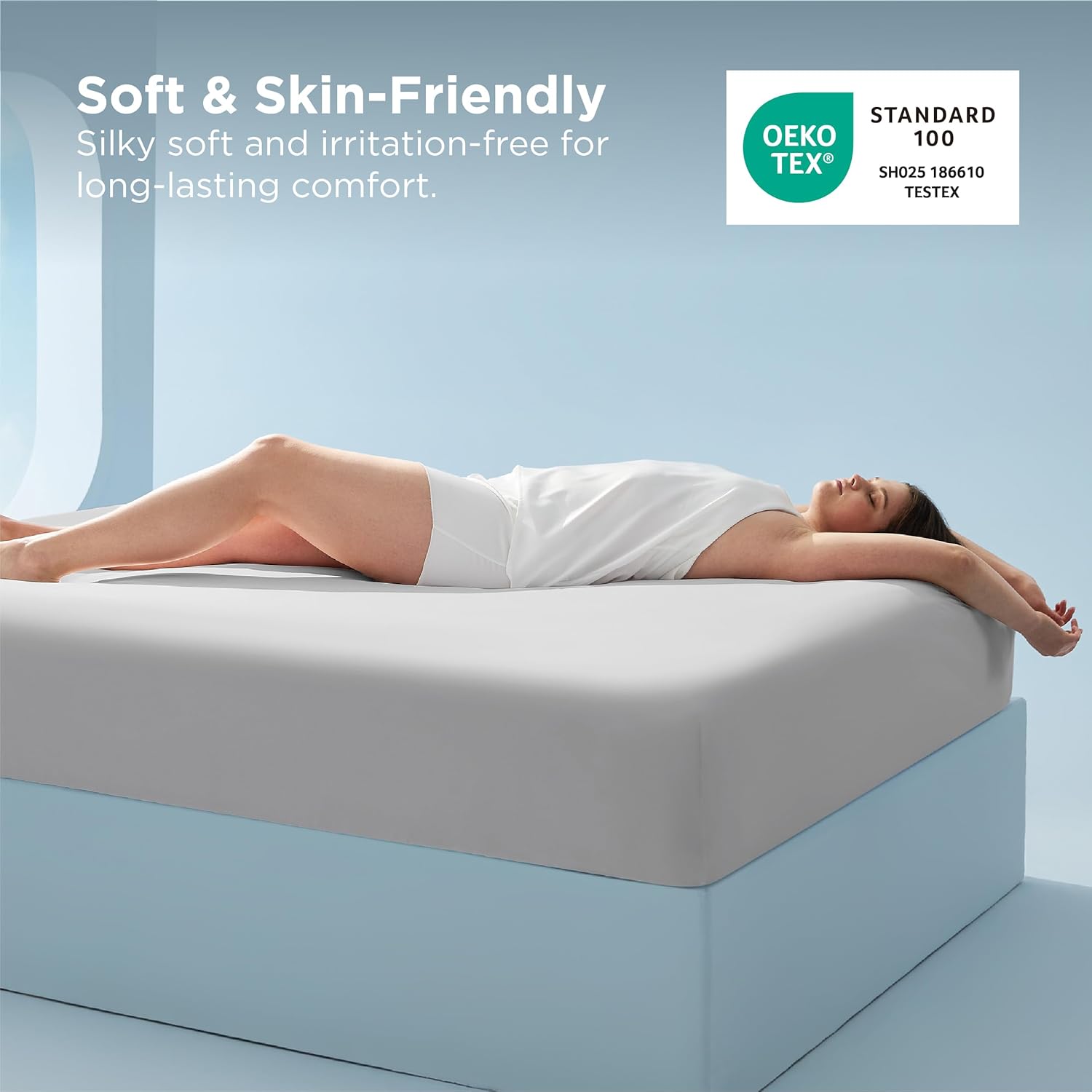 Bedsure King Fitted Sheet Only, Cooling Fitted Sheet King Size for Hot Sleeper, with 360° Elastic Corner Straps, Q-Max 0.4, Temperature Regulation Bedding for Night Sweats, Up to 16" Deep, Grey - Image 5
