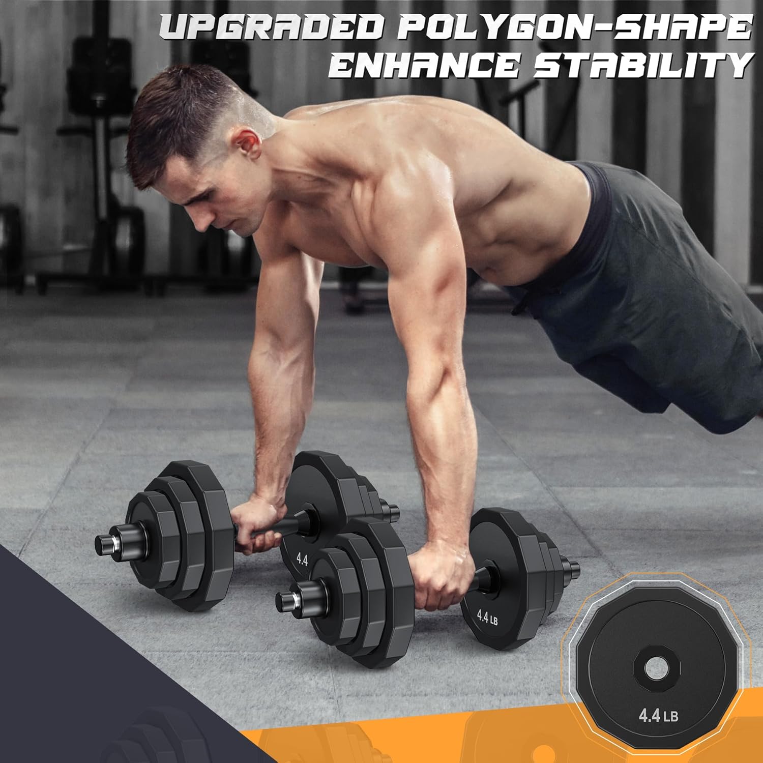 KISS GOLD Weights Dumbbells Set, Adjustable Dumbbell Sets 22Lbs 44Lbs 66Lbs 88Lbs with Solid Steel, Barbell Free Weight Set with Connector Workout Home Gym Equipment for Men Women Strength Training Shaping - Image 7