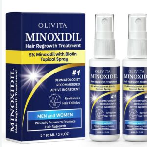 5% Minoxidil for Men and Women Hair Growth: Minoxidil Spray Hair Regrowth Treatment Serum with Biotin & Rosemary -Stop Hair Thinning and Hair Loss For Stronger Thicker Longer Hair 2 Pack