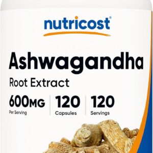 Nutricost Ashwagandha Herbal Supplement 600mg, 120 Capsules - Vegetarian, Non-GMO, Gluten Free, Ashwagandha Root