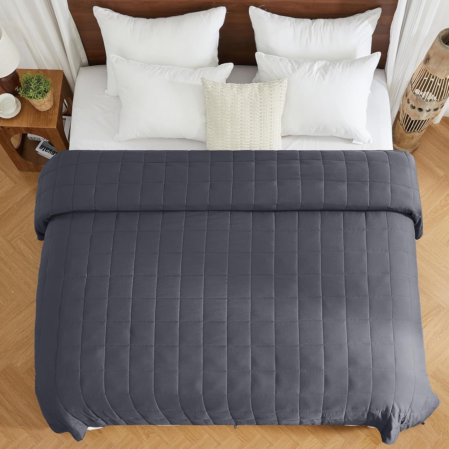 yescool King Size Weighted Blanket for Adults (20 lbs, 80” x 87”, Grey) Cooling Heavy Blanket for Sleeping Perfect for 190-210 lbs, Breathable Blanket for Adults & Couple All Season, Machine Washable - Image 8