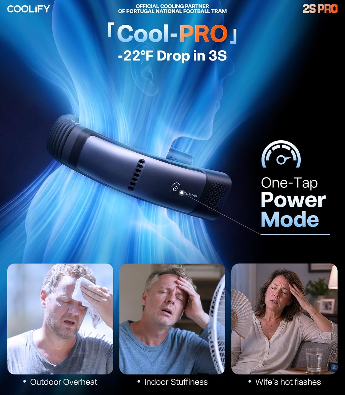 TORRAS Coolify 2026 Neck Air Conditioner 2S PRO, Ice-Feel Semiconductor Cooling Neck Cooler & Personal Air Conditioner for Golf, Travel & Music Festival, Premium Gift for Father Husband Men, Black - Image 3