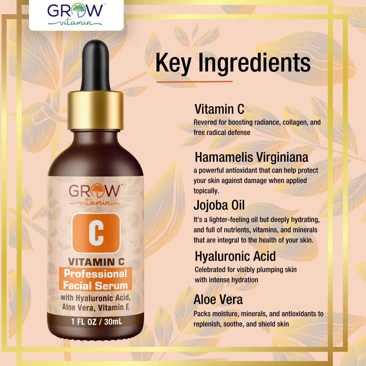 True Skin Vitamin C Serum for Face with Hyaluronic Acid, Vitamin E, Aloe Vera and Jojoba Oil, Hydrating & Brightening Serum for Anti Aging, Dark Spots, Fine Lines & Wrinkles, 1 fl oz - Image 3