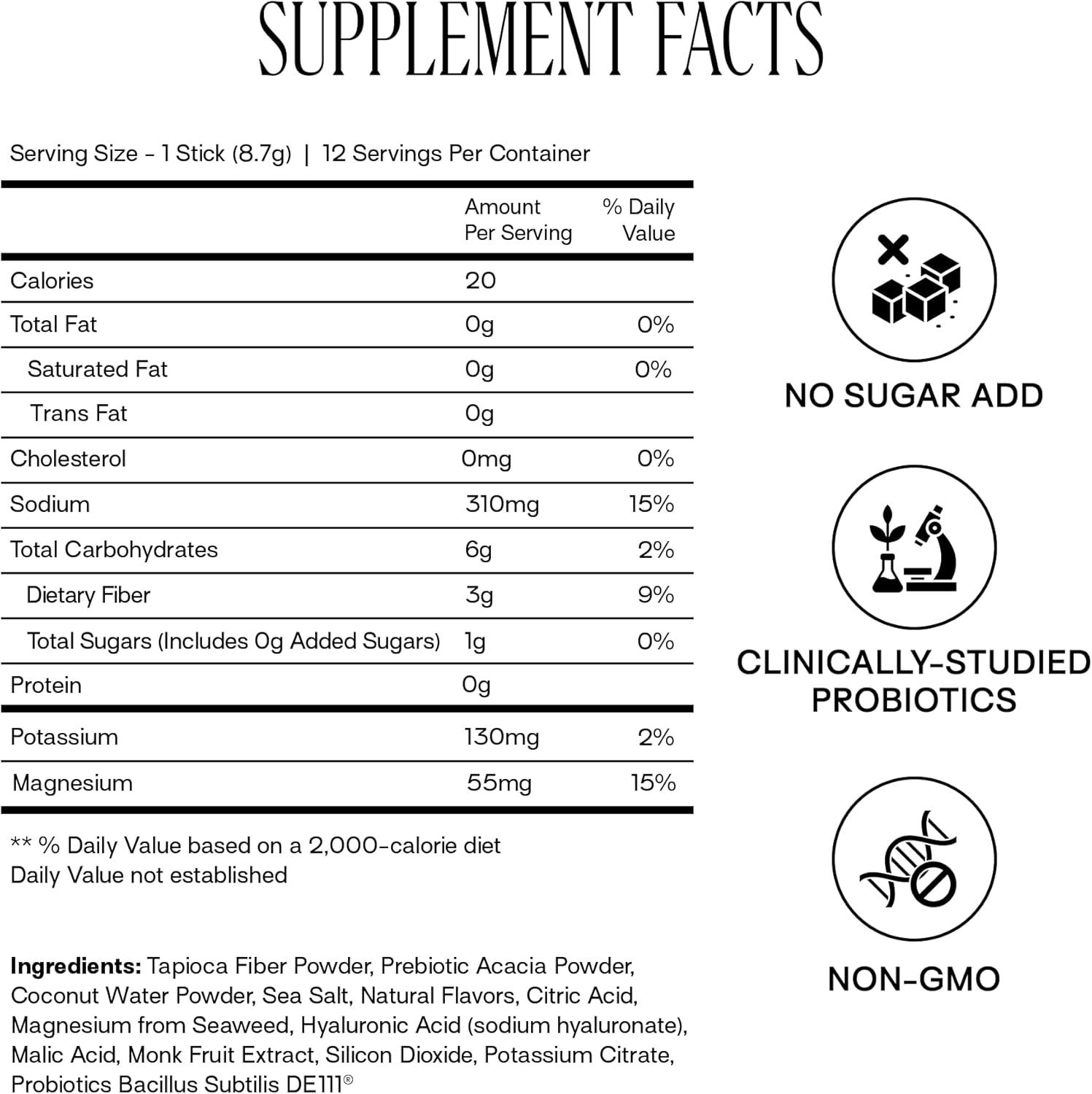 Happy Aging Electrolytes Powder Packets for Women - Sugar Free Hydration & Gut Health with Hyaluronic Acid & Bacillus Subtilis DE111 Probiotics - Dual Prebiotic System for Skin Beauty - Image 6