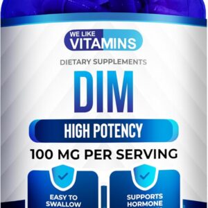 We Like Vitamins DIM 100mg 200 Capsules - 200 Day Supply - Diindolylmethane DIM Supplement for Support with Healthy Estrogen and Hormone Levels